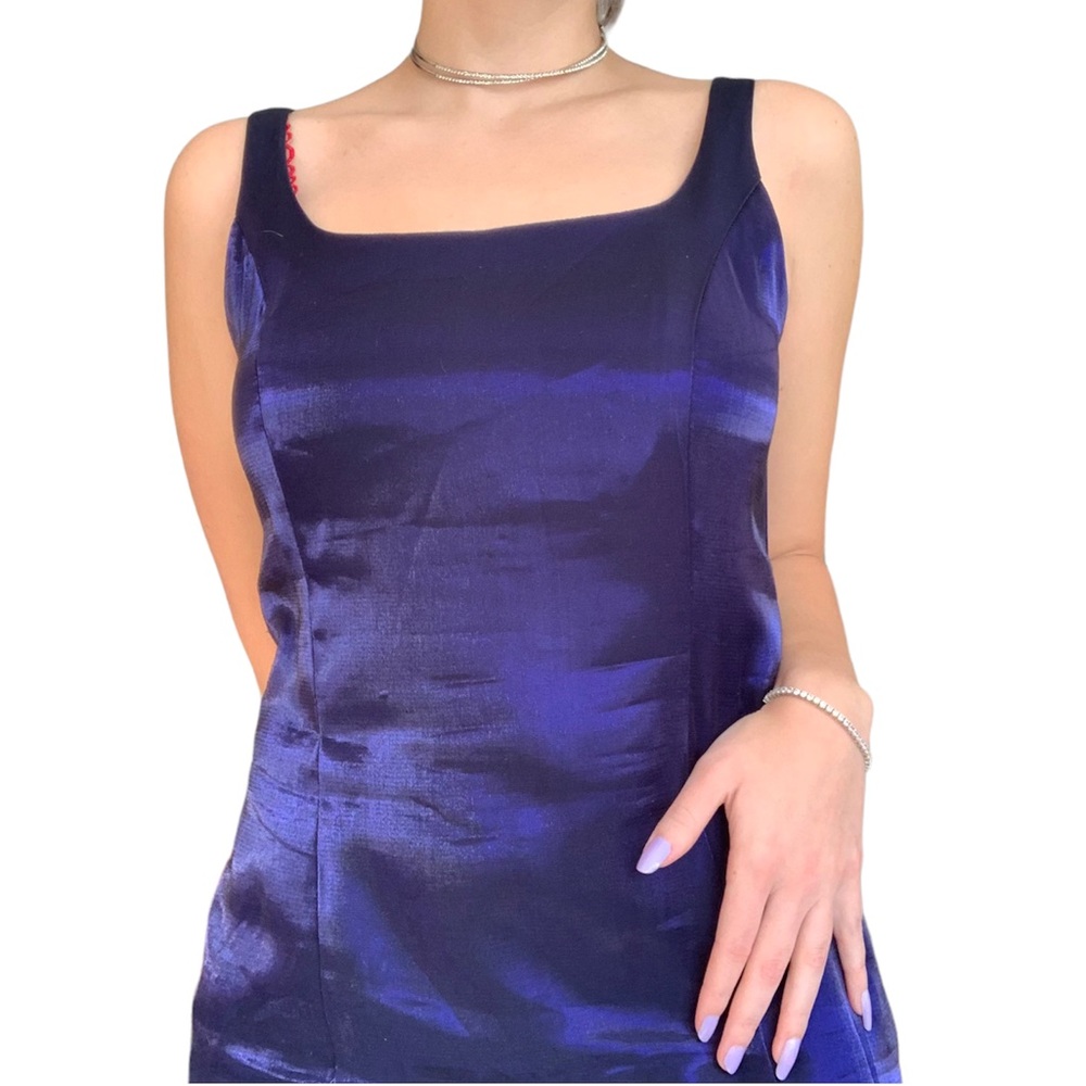 Dark purple/blue iridescent formal 90s dress